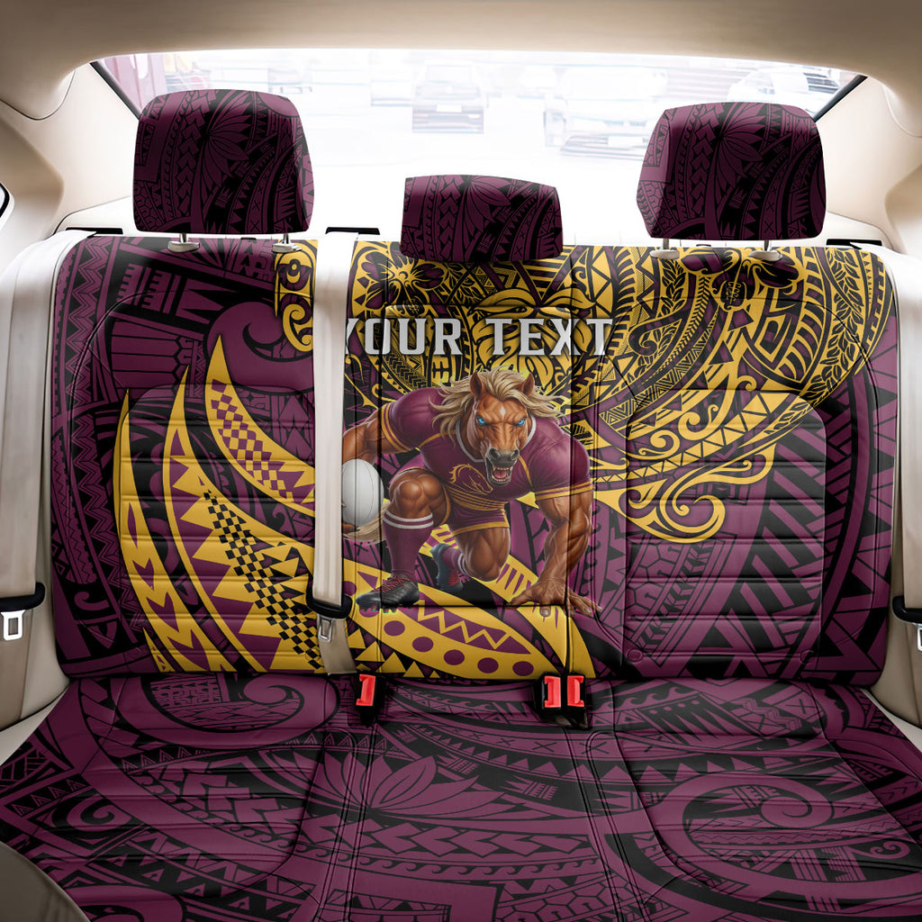 Personalised Brisbane Broncos Back Car Seat Cover Polynesian Tribal Art Style With Hammerhead Mascot