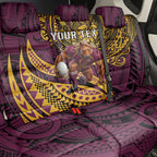 Personalised Brisbane Broncos Back Car Seat Cover Polynesian Tribal Art Style With Hammerhead Mascot
