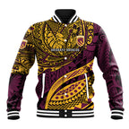 Personalised Brisbane Broncos Baseball Jacket Polynesian Tribal Art Style With Hammerhead Mascot