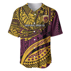 Personalised Brisbane Broncos Baseball Jersey Polynesian Tribal Art Style With Hammerhead Mascot