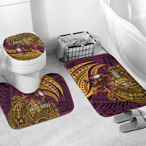 Personalised Brisbane Broncos Bathroom Set Polynesian Tribal Art Style With Hammerhead Mascot