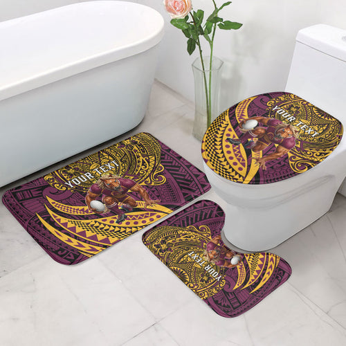 Personalised Brisbane Broncos Bathroom Set Polynesian Tribal Art Style With Hammerhead Mascot