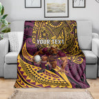 Personalised Brisbane Broncos Blanket Polynesian Tribal Art Style With Hammerhead Mascot