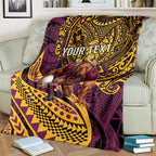 Personalised Brisbane Broncos Blanket Polynesian Tribal Art Style With Hammerhead Mascot