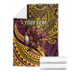 Personalised Brisbane Broncos Blanket Polynesian Tribal Art Style With Hammerhead Mascot