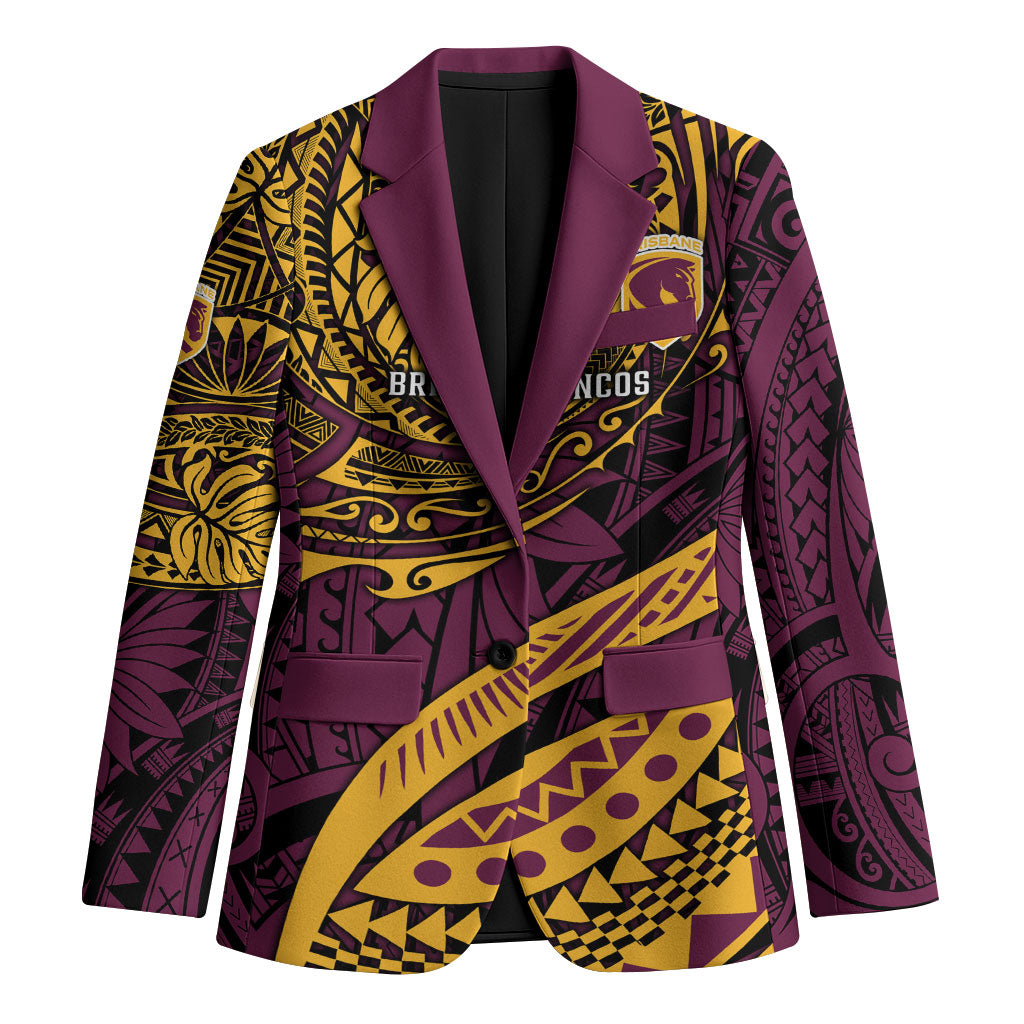 Personalised Brisbane Broncos Blazer Polynesian Tribal Art Style With Hammerhead Mascot