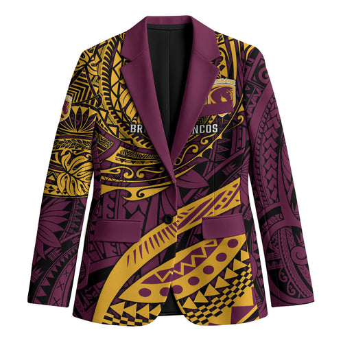 Personalised Brisbane Broncos Blazer Polynesian Tribal Art Style With Hammerhead Mascot