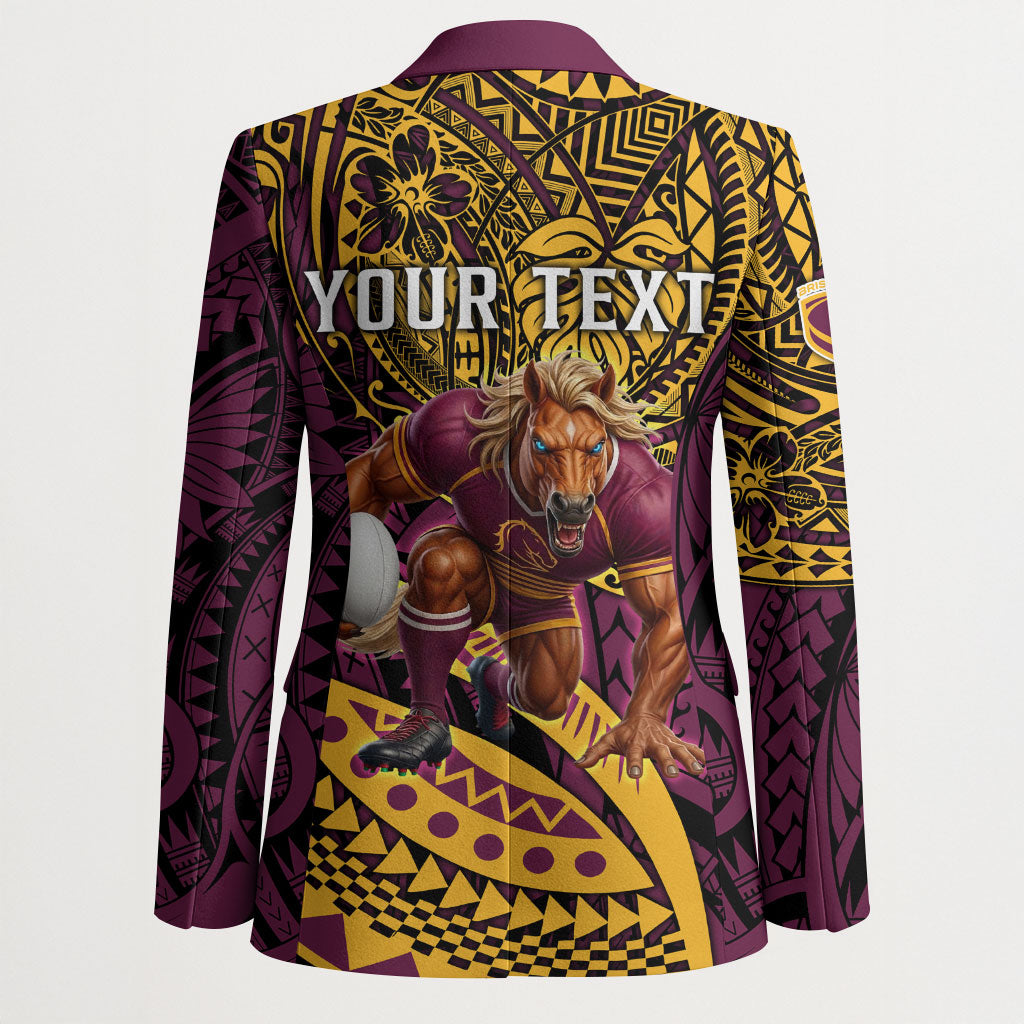 Personalised Brisbane Broncos Blazer Polynesian Tribal Art Style With Hammerhead Mascot
