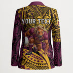Personalised Brisbane Broncos Blazer Polynesian Tribal Art Style With Hammerhead Mascot