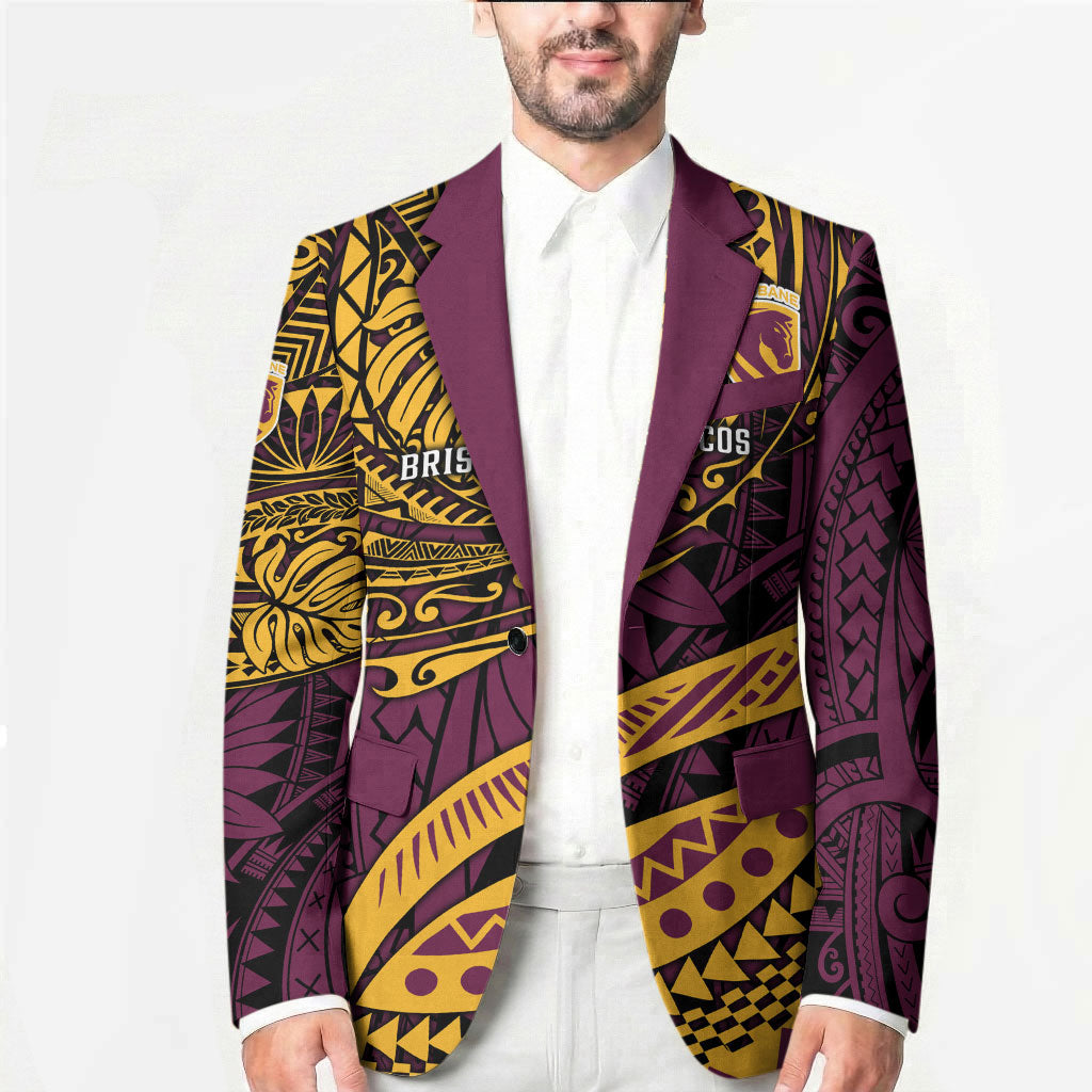 Personalised Brisbane Broncos Blazer Polynesian Tribal Art Style With Hammerhead Mascot
