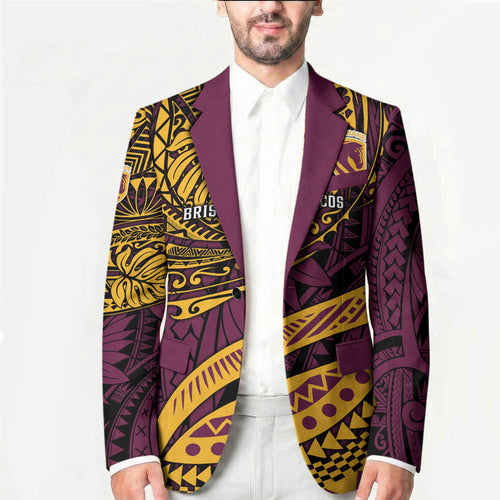 Personalised Brisbane Broncos Blazer Polynesian Tribal Art Style With Hammerhead Mascot