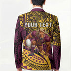 Personalised Brisbane Broncos Blazer Polynesian Tribal Art Style With Hammerhead Mascot