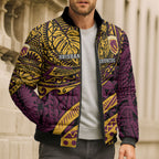 Personalised Brisbane Broncos Bomber Puffer Jacket Polynesian Tribal Art Style With Hammerhead Mascot