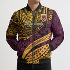 Personalised Brisbane Broncos Bomber Puffer Jacket Polynesian Tribal Art Style With Hammerhead Mascot