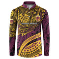 Personalised Brisbane Broncos Button Sweatshirt Polynesian Tribal Art Style With Hammerhead Mascot