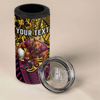 Personalised Brisbane Broncos 4 in 1 Can Cooler Tumbler Polynesian Tribal Art Style With Hammerhead Mascot