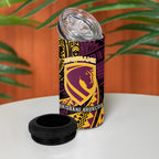 Personalised Brisbane Broncos 4 in 1 Can Cooler Tumbler Polynesian Tribal Art Style With Hammerhead Mascot