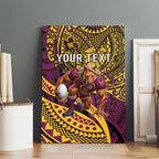 Personalised Brisbane Broncos Canvas Wall Art Polynesian Tribal Art Style With Hammerhead Mascot