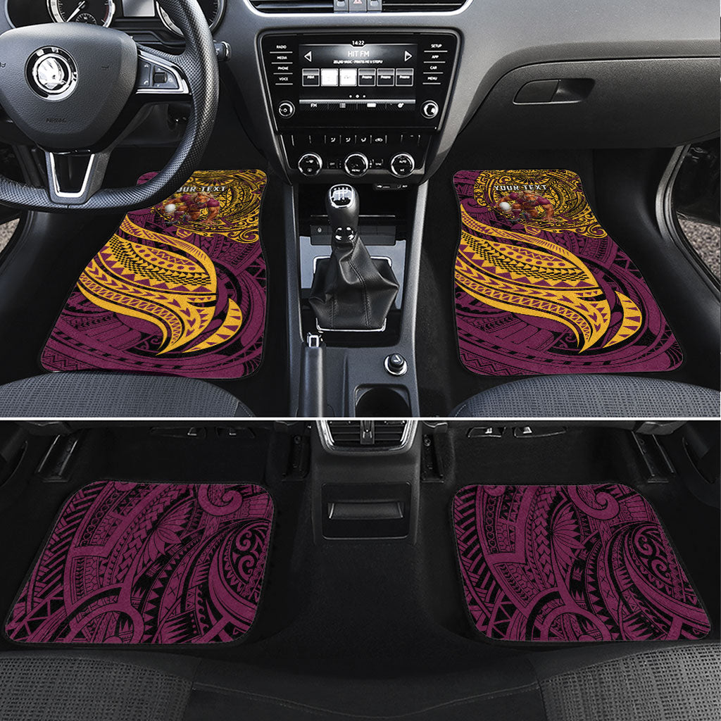 Personalised Brisbane Broncos Car Mats Polynesian Tribal Art Style With Hammerhead Mascot