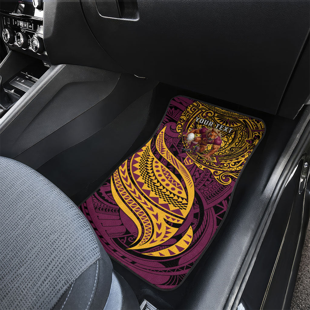 Personalised Brisbane Broncos Car Mats Polynesian Tribal Art Style With Hammerhead Mascot