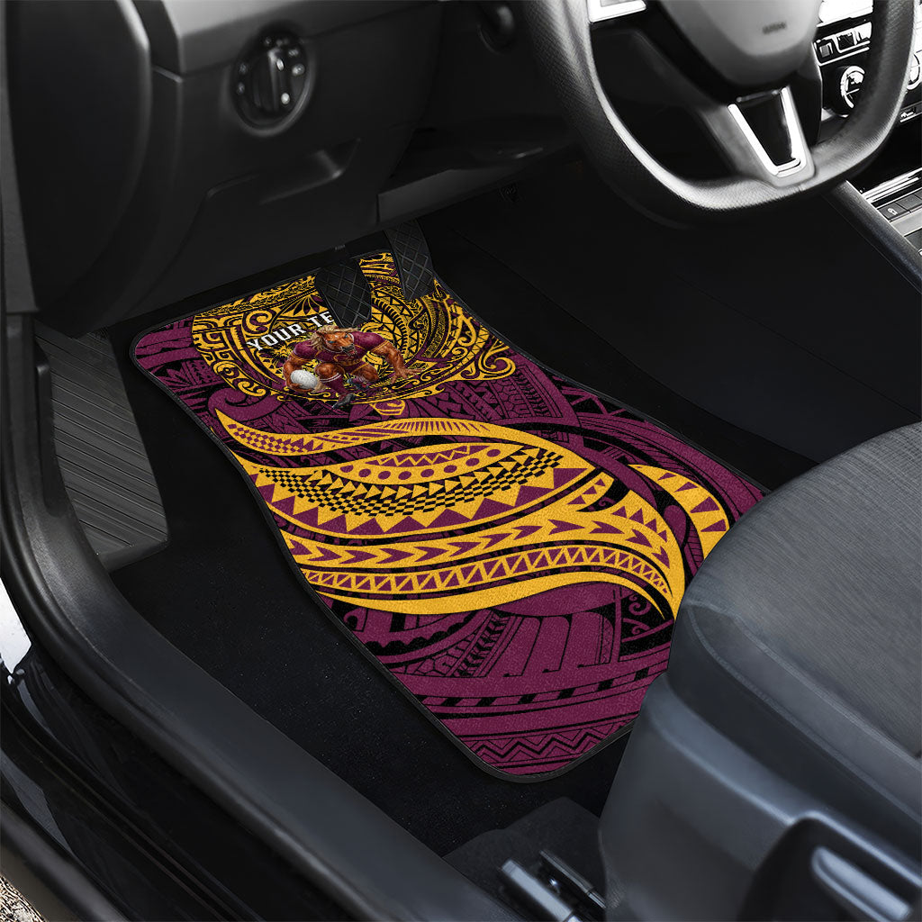 Personalised Brisbane Broncos Car Mats Polynesian Tribal Art Style With Hammerhead Mascot