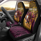 Personalised Brisbane Broncos Car Seat Cover Polynesian Tribal Art Style With Hammerhead Mascot