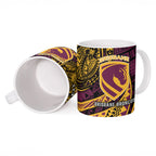 Personalised Brisbane Broncos Ceramic Mug Polynesian Tribal Art Style With Hammerhead Mascot