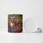 Personalised Brisbane Broncos Ceramic Mug Polynesian Tribal Art Style With Hammerhead Mascot