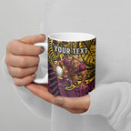 Personalised Brisbane Broncos Ceramic Mug Polynesian Tribal Art Style With Hammerhead Mascot