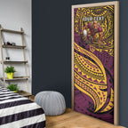Personalised Brisbane Broncos Door Cover Polynesian Tribal Art Style With Hammerhead Mascot