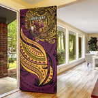 Personalised Brisbane Broncos Door Cover Polynesian Tribal Art Style With Hammerhead Mascot