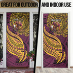 Personalised Brisbane Broncos Door Cover Polynesian Tribal Art Style With Hammerhead Mascot
