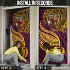 Personalised Brisbane Broncos Door Cover Polynesian Tribal Art Style With Hammerhead Mascot