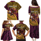 Personalised Brisbane Broncos Family Matching Puletasi and Hawaiian Shirt Polynesian Tribal Art Style With Hammerhead Mascot