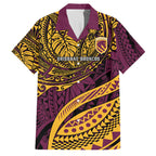 Personalised Brisbane Broncos Family Matching Tank Maxi Dress and Hawaiian Shirt Polynesian Tribal Art Style With Hammerhead Mascot