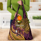 Personalised Brisbane Broncos Grocery Bag Polynesian Tribal Art Style With Hammerhead Mascot