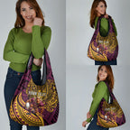 Personalised Brisbane Broncos Grocery Bag Polynesian Tribal Art Style With Hammerhead Mascot