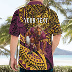 Personalised Brisbane Broncos Hawaiian Shirt Polynesian Tribal Art Style With Hammerhead Mascot