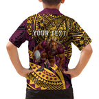 Personalised Brisbane Broncos Hawaiian Shirt Polynesian Tribal Art Style With Hammerhead Mascot