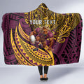 Personalised Brisbane Broncos Hooded Blanket Polynesian Tribal Art Style With Hammerhead Mascot
