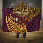 Personalised Brisbane Broncos Hooded Blanket Polynesian Tribal Art Style With Hammerhead Mascot