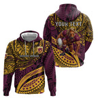 Personalised Brisbane Broncos Hoodie Polynesian Tribal Art Style With Hammerhead Mascot