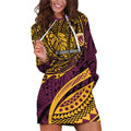 Personalised Brisbane Broncos Hoodie Dress Polynesian Tribal Art Style With Hammerhead Mascot