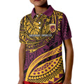 Personalised Brisbane Broncos Kid Polo Shirt Polynesian Tribal Art Style With Hammerhead Mascot