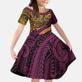 Personalised Brisbane Broncos Kid Short Sleeve Dress Polynesian Tribal Art Style With Hammerhead Mascot