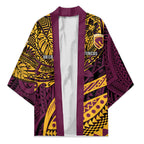 Personalised Brisbane Broncos Kimono Polynesian Tribal Art Style With Hammerhead Mascot
