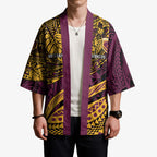 Personalised Brisbane Broncos Kimono Polynesian Tribal Art Style With Hammerhead Mascot