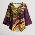 Personalised Brisbane Broncos Kimono Sleeve Blouse Polynesian Tribal Art Style With Hammerhead Mascot