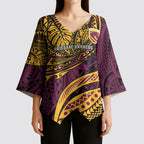 Personalised Brisbane Broncos Kimono Sleeve Blouse Polynesian Tribal Art Style With Hammerhead Mascot