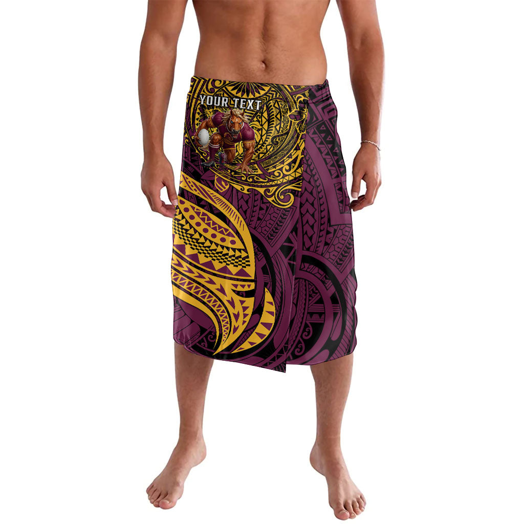 Personalised Brisbane Broncos Lavalava Polynesian Tribal Art Style With Hammerhead Mascot